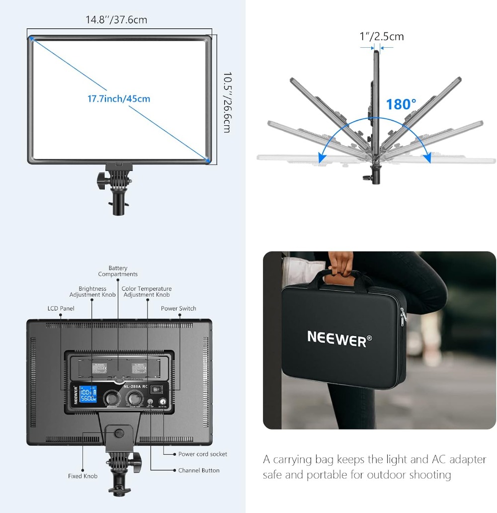 45W 4800Lux Dimmable Bi-Color  - Video Light Panel Led 리뷰 및 가격
