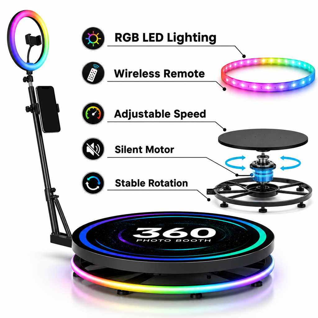 360 Photo Booth Machine with R - Photography Lighting Kit Rental 리뷰 및 가격